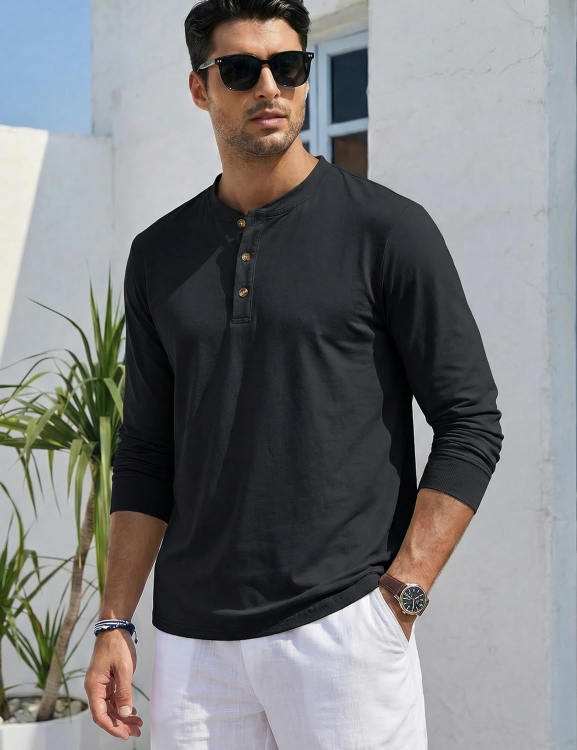 Thumbnail 1 de TACVASEN Chemise Henley en coton manches longues