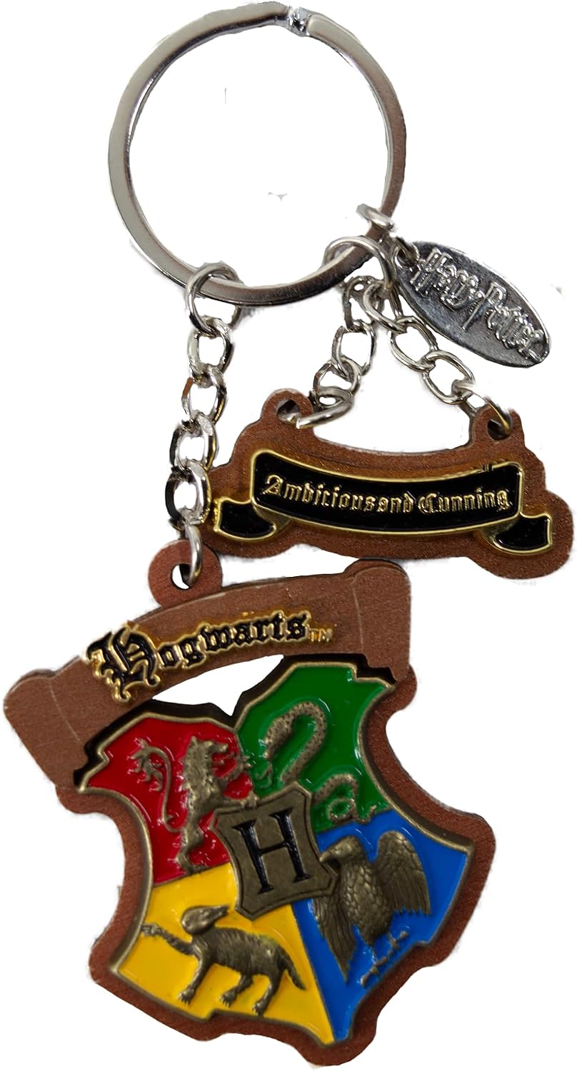 Detalle de GWCC Licensed Harry Potter Wooden Enamel 3D Keyring – 5 Houses (Hogwarts, Gryffindor, Slytherin, Hufflepuff, Ravenclaw)