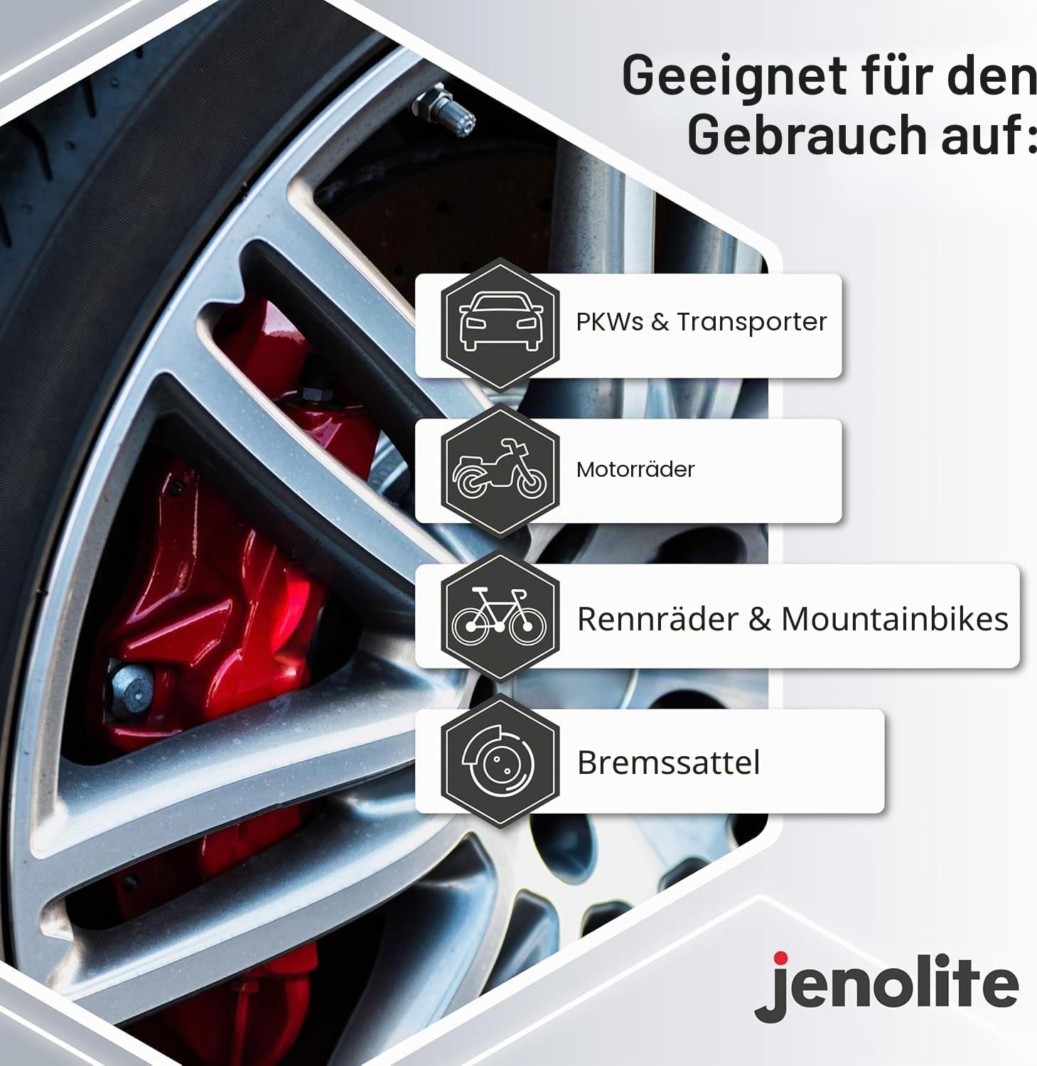 Thumbnail 3 de JENOLITE Bremssattellack Rot – hitzefester Thermolack für Bremsklötze bis 300°C, 400 ml