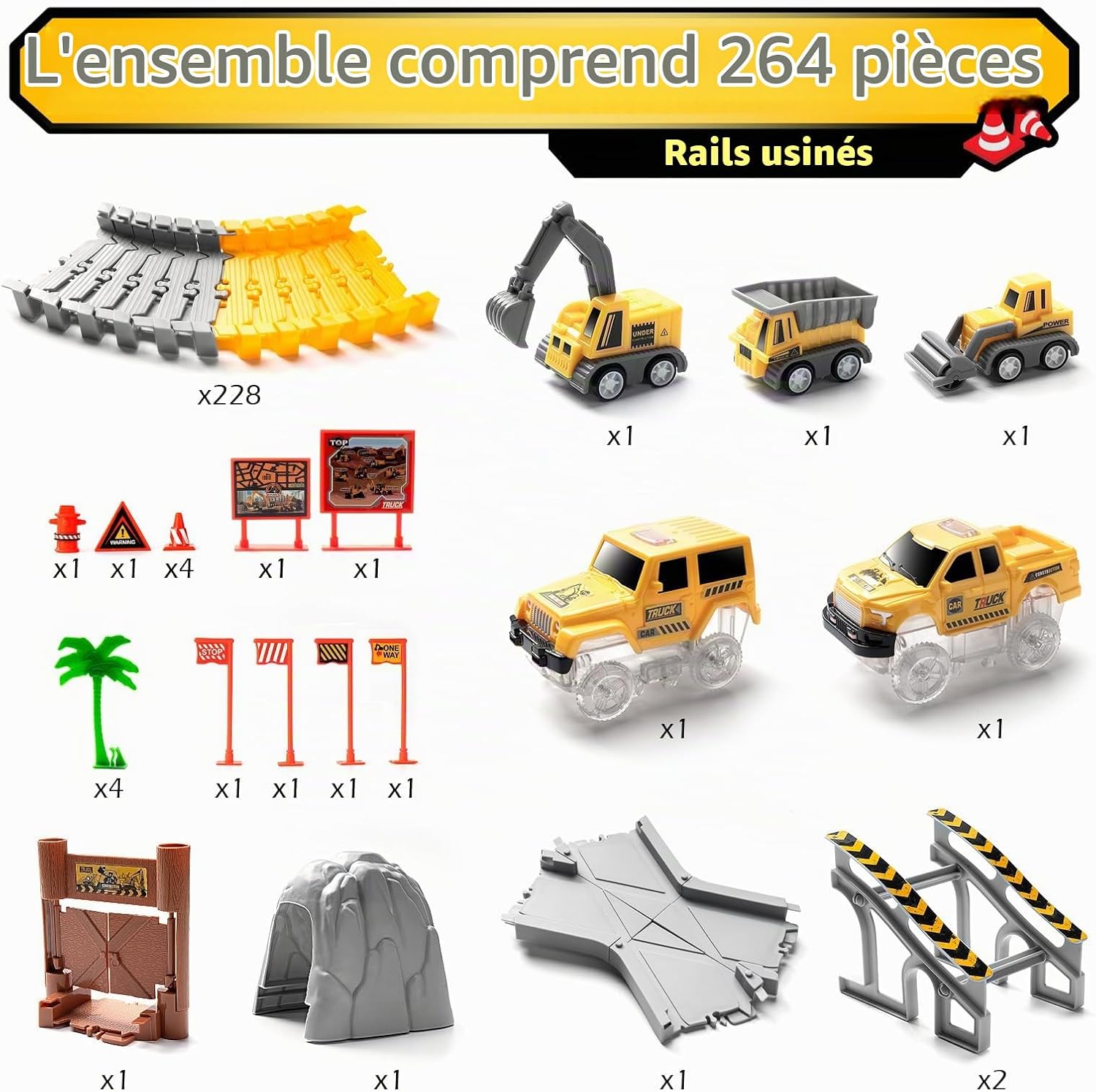 Detalle 2 de Coroiesty YKTJC autocircuit met 264 onderdelen, 5 auto's en flexibele rails