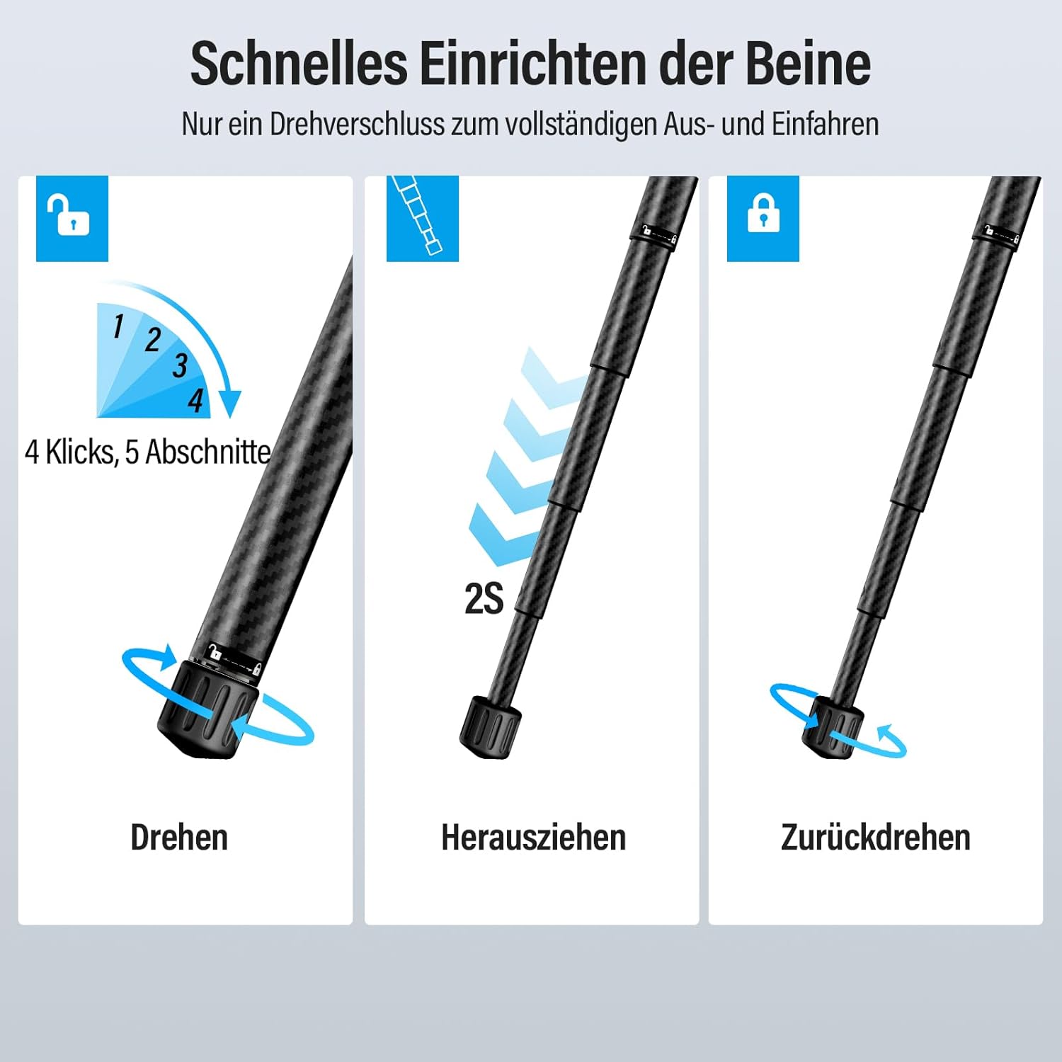 Thumbnail 2 de SIRUI Carbon Traveler X-III Reisestativ mit BG40 360° Kugelkopf – 152 cm, 900 g, max. Traglast 10 kg