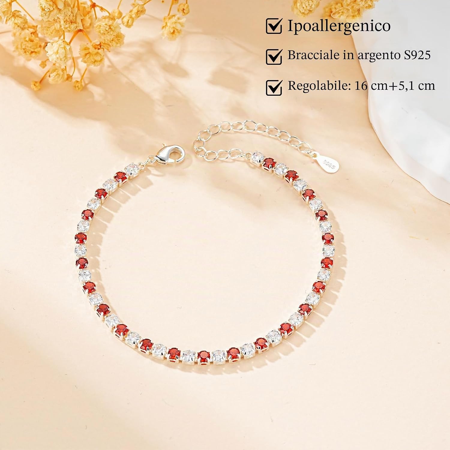 Detalle 2 de Aretas Bracciale da donna in argento Sterling 925 regolabile con zirconi – regalo elegante