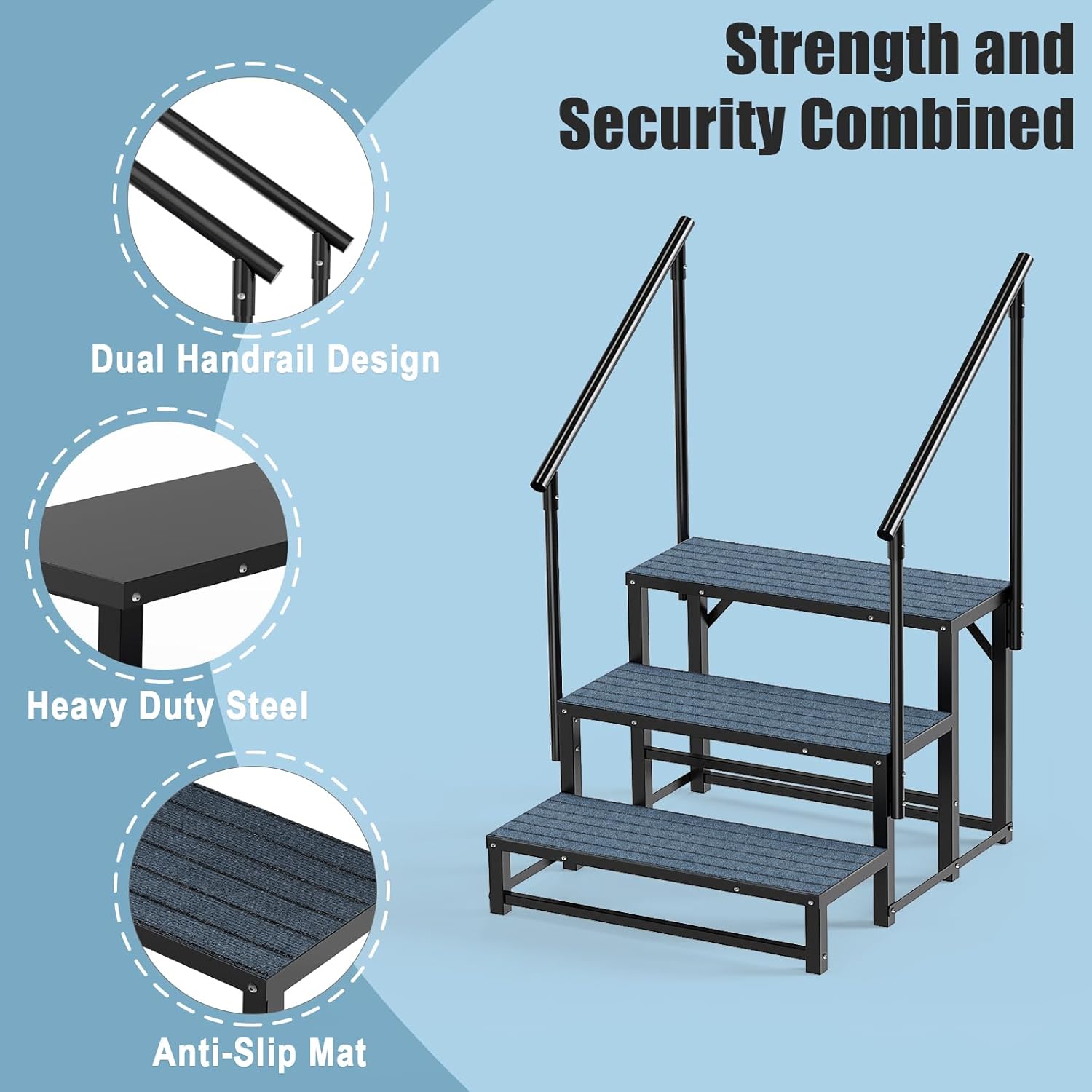 Detalle de 4-Step Heavy Duty RV Steps with 2 Handrails