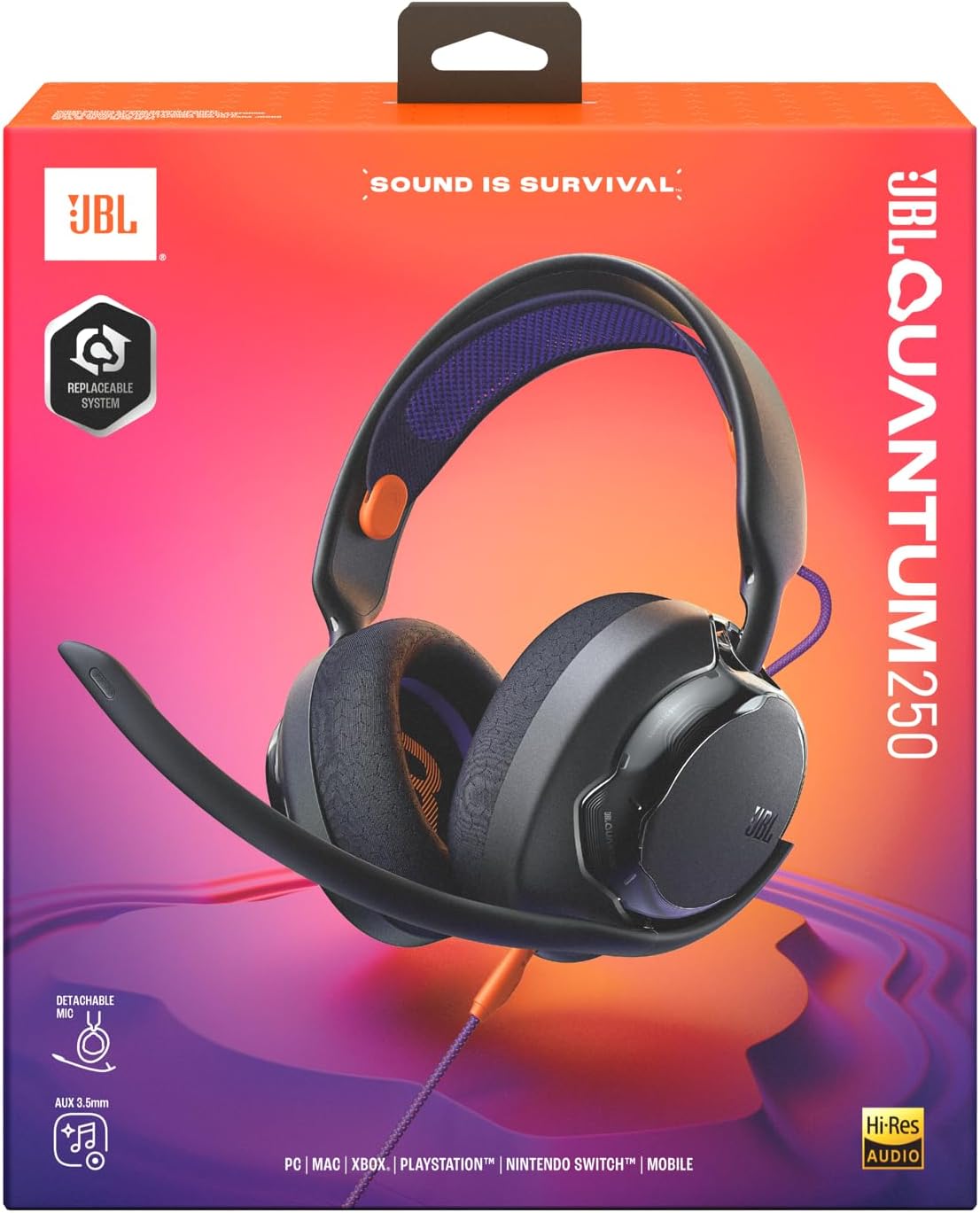 Thumbnail 6 de JBL Quantum 250 Wired Over-Ear Gaming Headset (Black) with Spatial Sound and Replaceable Parts