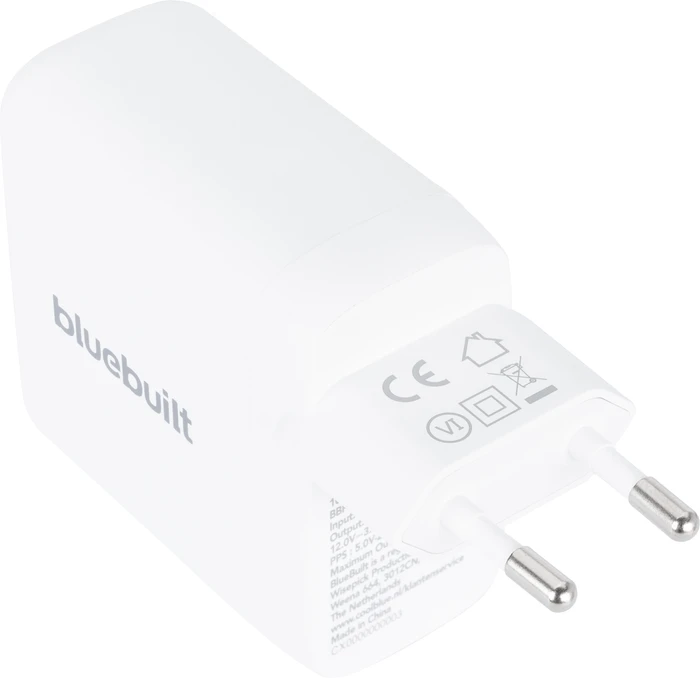 Thumbnail 2 de BlueBuilt 100 W GaN USB-C-Ladegerät (Weiß) + USB-C-Kabel 240 W, 2 m (Nylon)