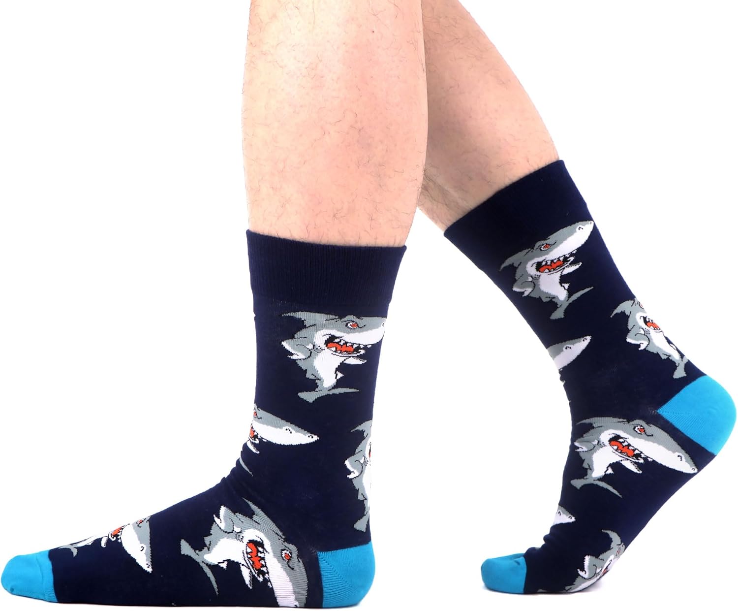 Detalle de WeciBor 12 Paar bunte Herren-Socken mit Tiermotiven (Baumwolle) – witzige Crew-Socken