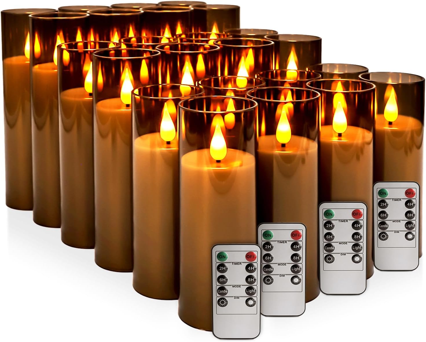 Detalle de ECLHTLNY sa2SF Black LED Pillar Candles, 24-Pack, Remote, Timer & Flicker