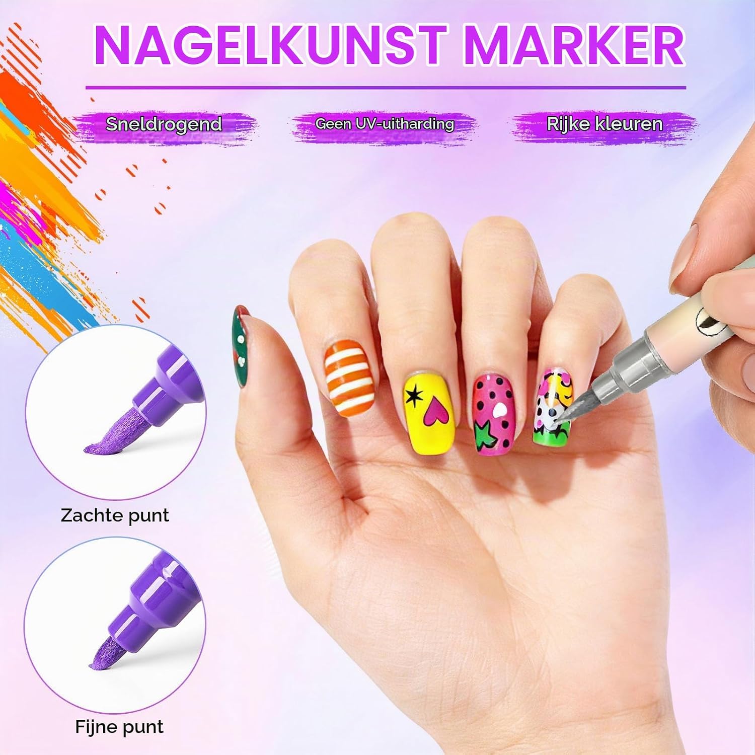 Detalle 2 de RAZET RA-MJB-04 nagelkunststiften, 12 kleuren, sneldrogend