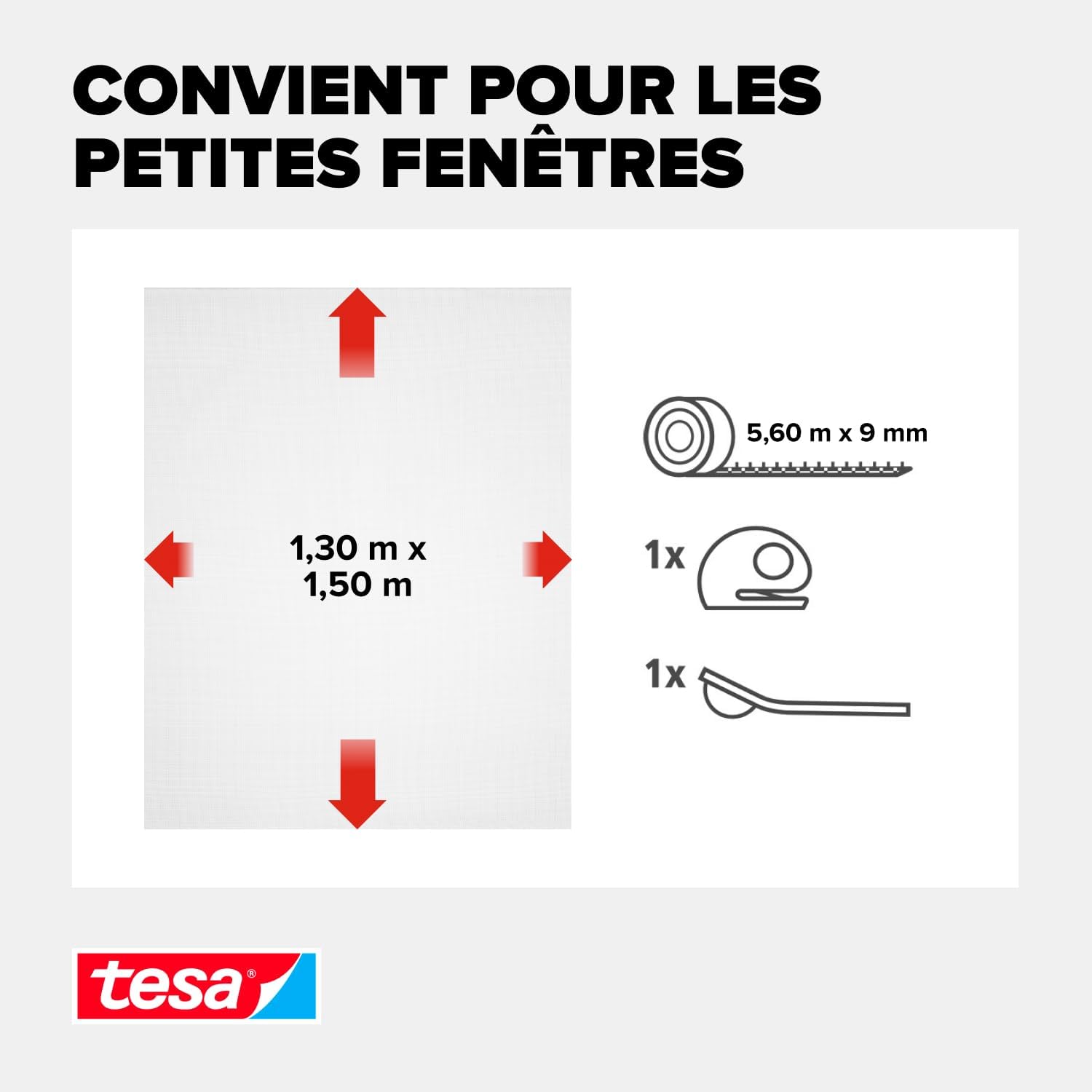 Detalle de Tesa Moustiquaire Comfort Bande pour Fenêtres – Blanc, 130 x 150 cm (55388-00020-00)