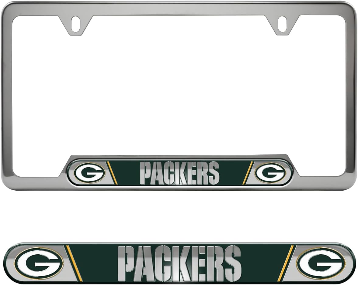 Detalle de FANMATS NFL Embossed License Plate Frame (Stainless Steel) with Team Logo Inserts