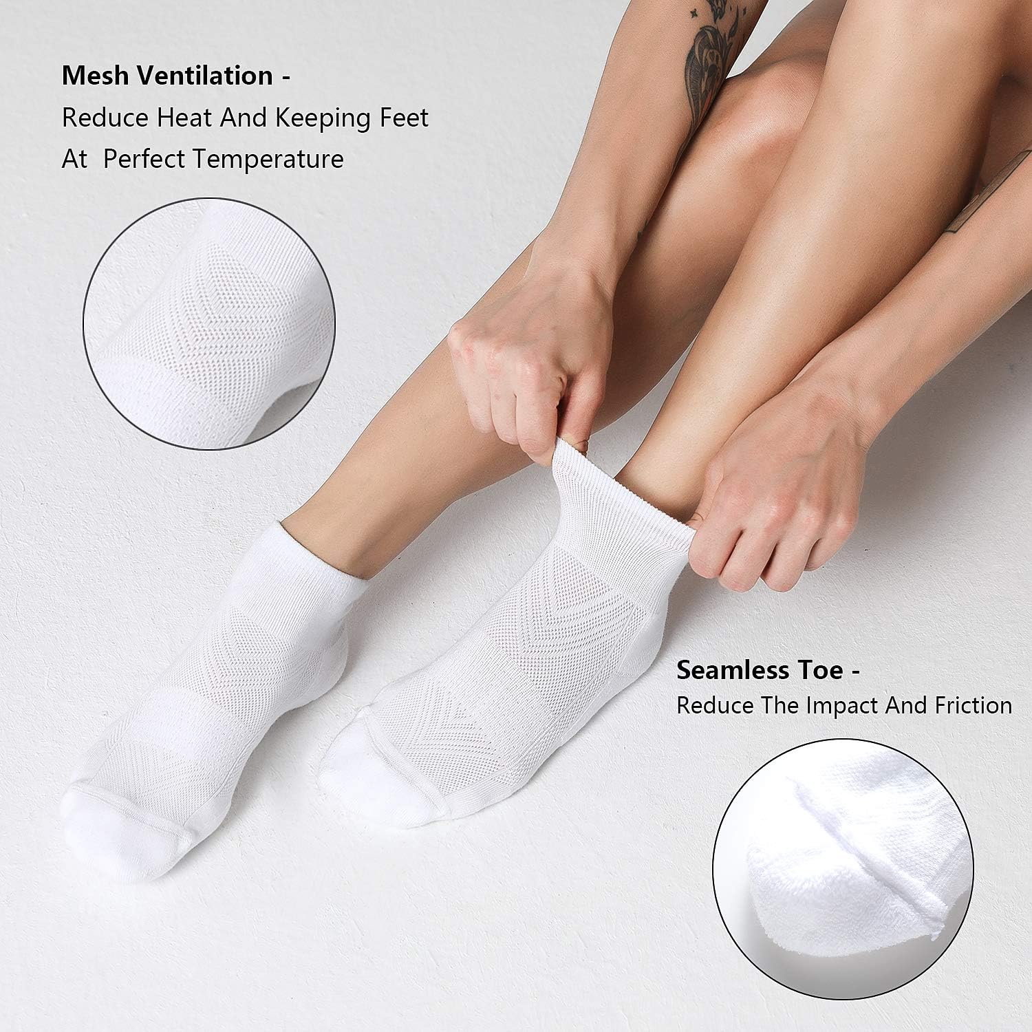 Thumbnail 4 de CS CELERSPORT 6 Pairs Women's Running Ankle Socks – Cushioned, Breathable, Seamless Toe