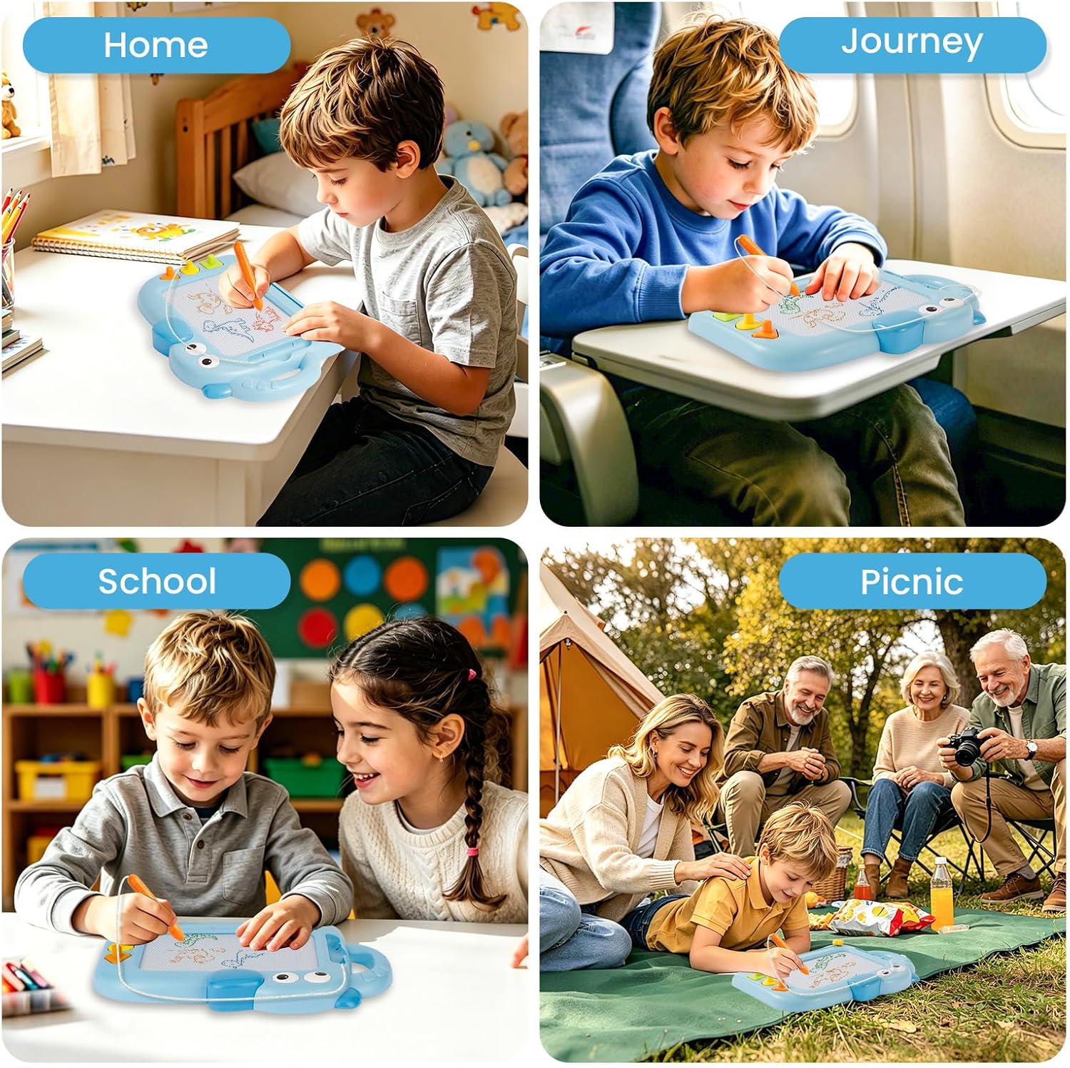 Detalle de Toyvii Large Magnetic Drawing Board for Kids (Blue-B): A Practical Sketch Pad for Toddlers and 3+ Year Olds