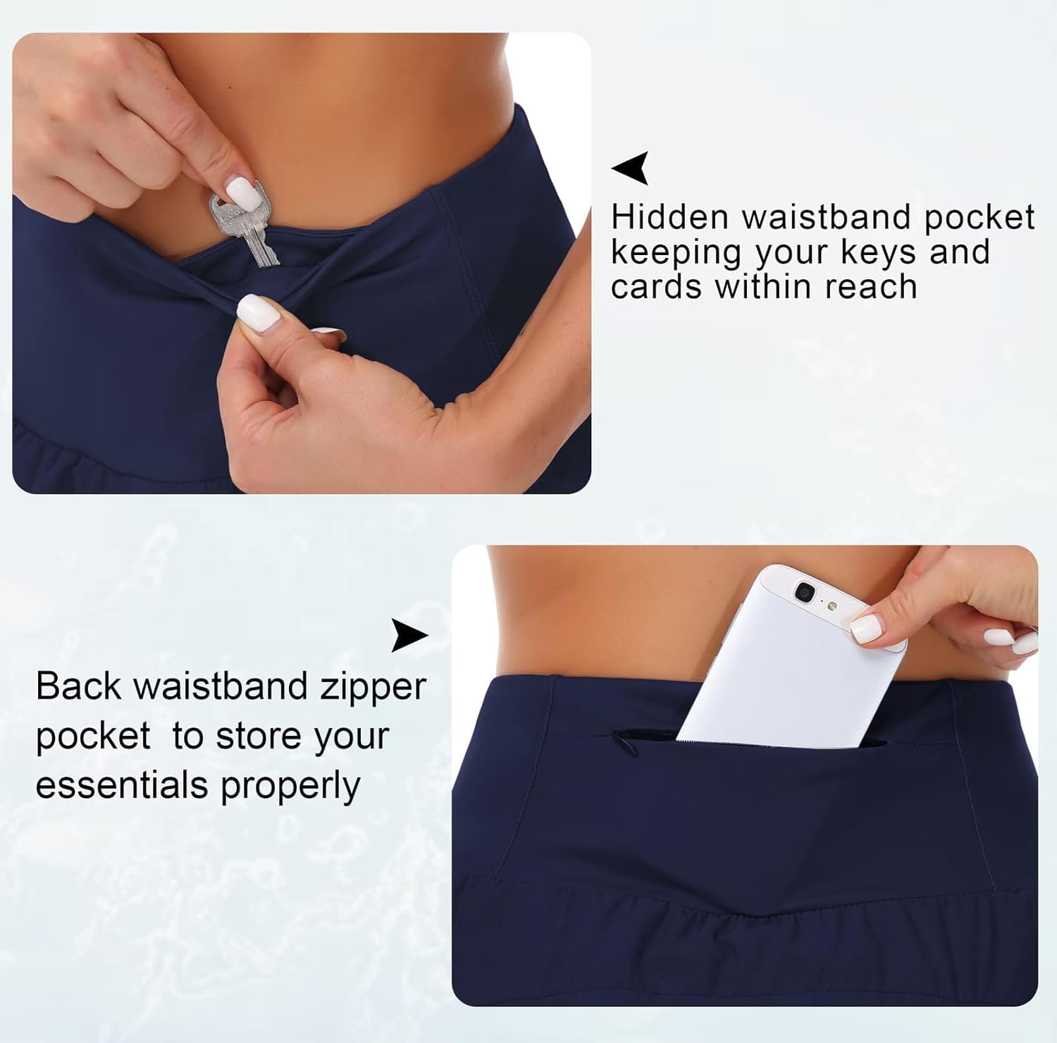 Thumbnail 3 de THE GYM PEOPLE Women's High Waisted Running Shorts with Mesh Liner and Zipper Pockets