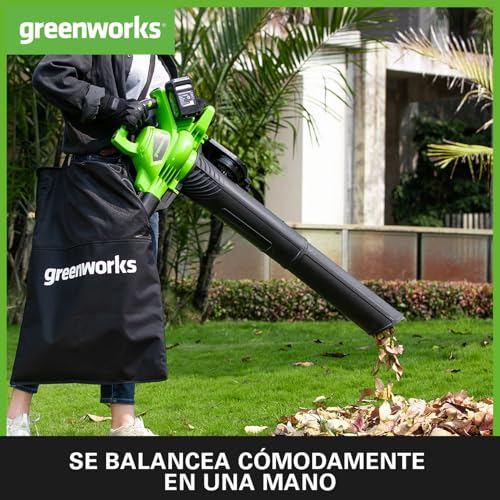 Detalle 2 de Greenworks 48V Soplador Aspirador de Hojas con Batería 🍂