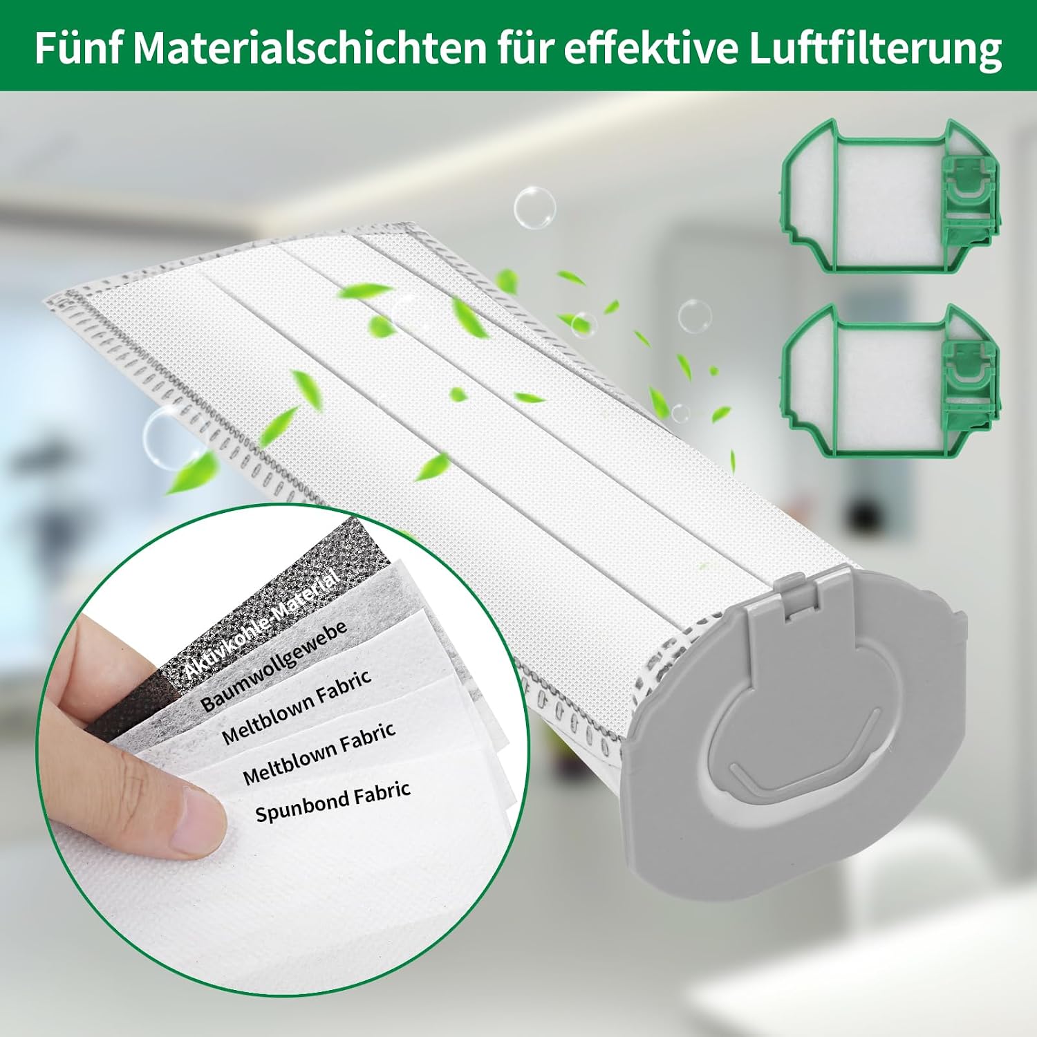 Thumbnail 3 de Awinker 12 Stück Staubsaugerbeutel und 2 Filter für Vorwerk Kobold VK7 FP7 – Premium Filtertüten & Akku-Beutel