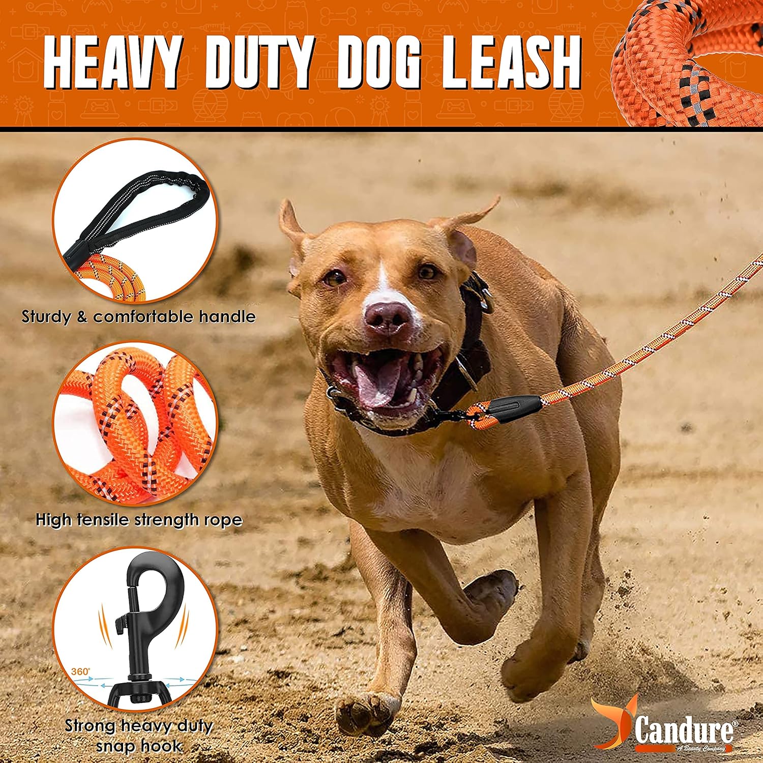Detalle 2 de Candure Dog Lead 5 ft in Orange