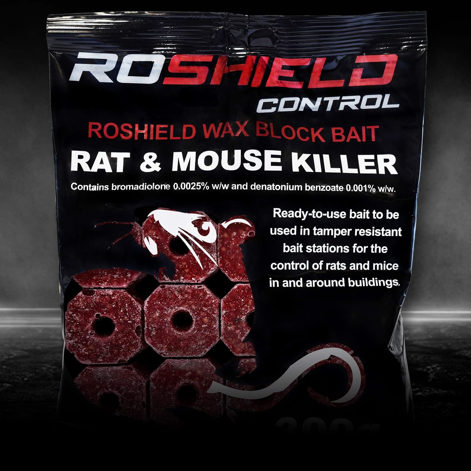 Thumbnail 2 de Roshield 600g Wax Block Bait for Rat & Mouse Killer Poison Control (2 x 300g Pack) – Indoor & Outdoor All-Weather
