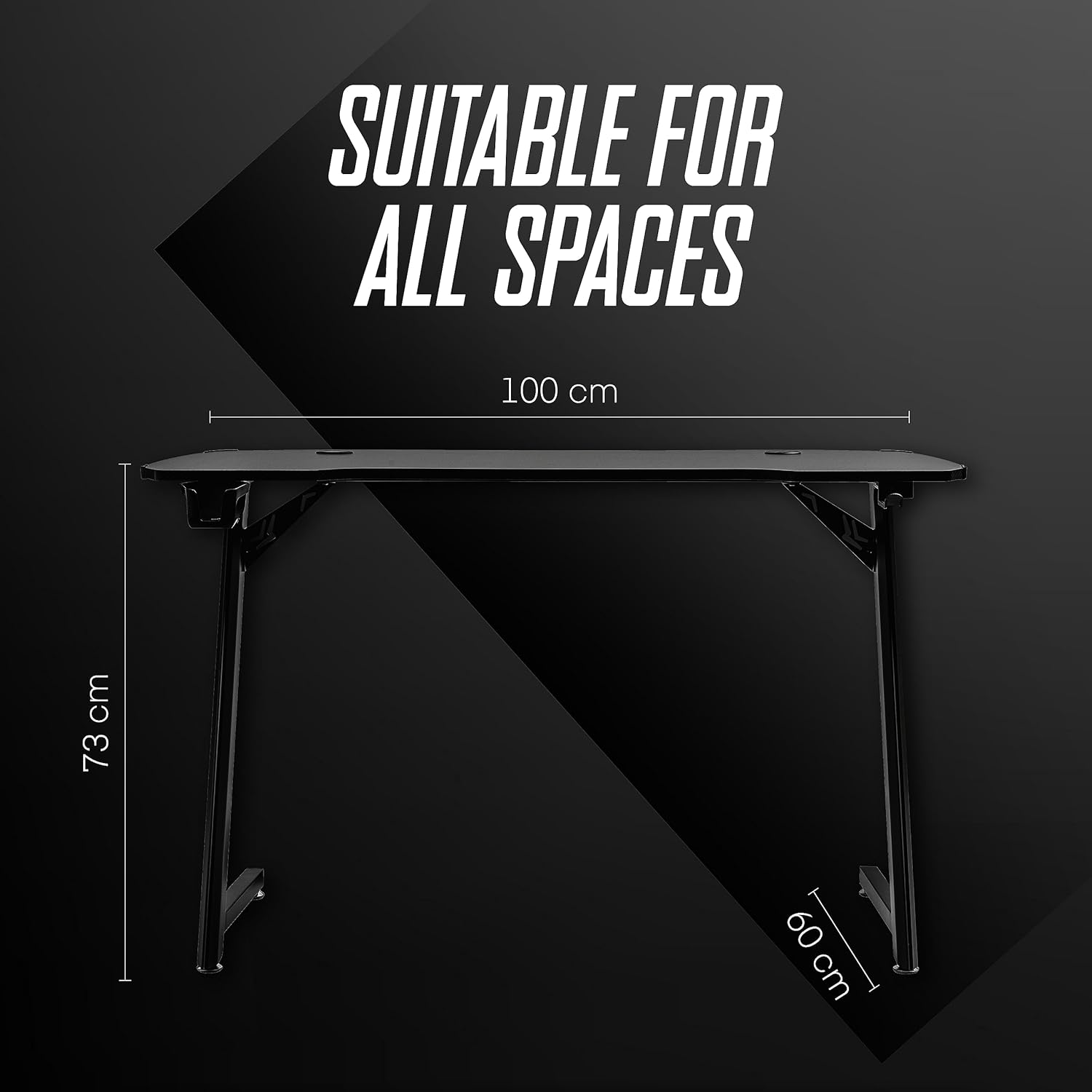 Thumbnail 2 de Baroni Home Scrivania Gaming ergonomica 100x60 cm in MDF e acciaio con supporto cuffie e porta bicchiere