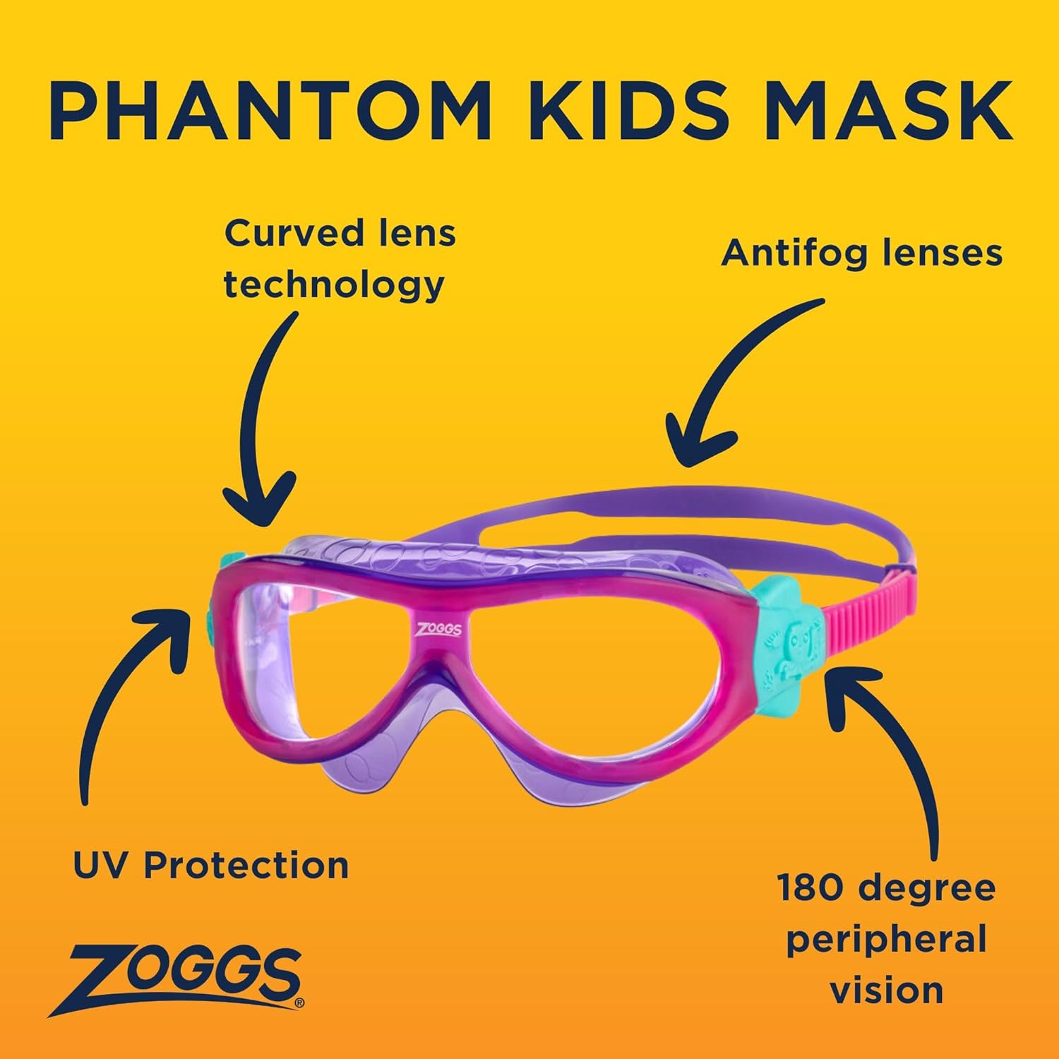 Thumbnail 2 de Zoggs Lunettes de natation Phantom Kids Mask — protection hypoallergénique et champ de vision à 180° pour les tout-petits