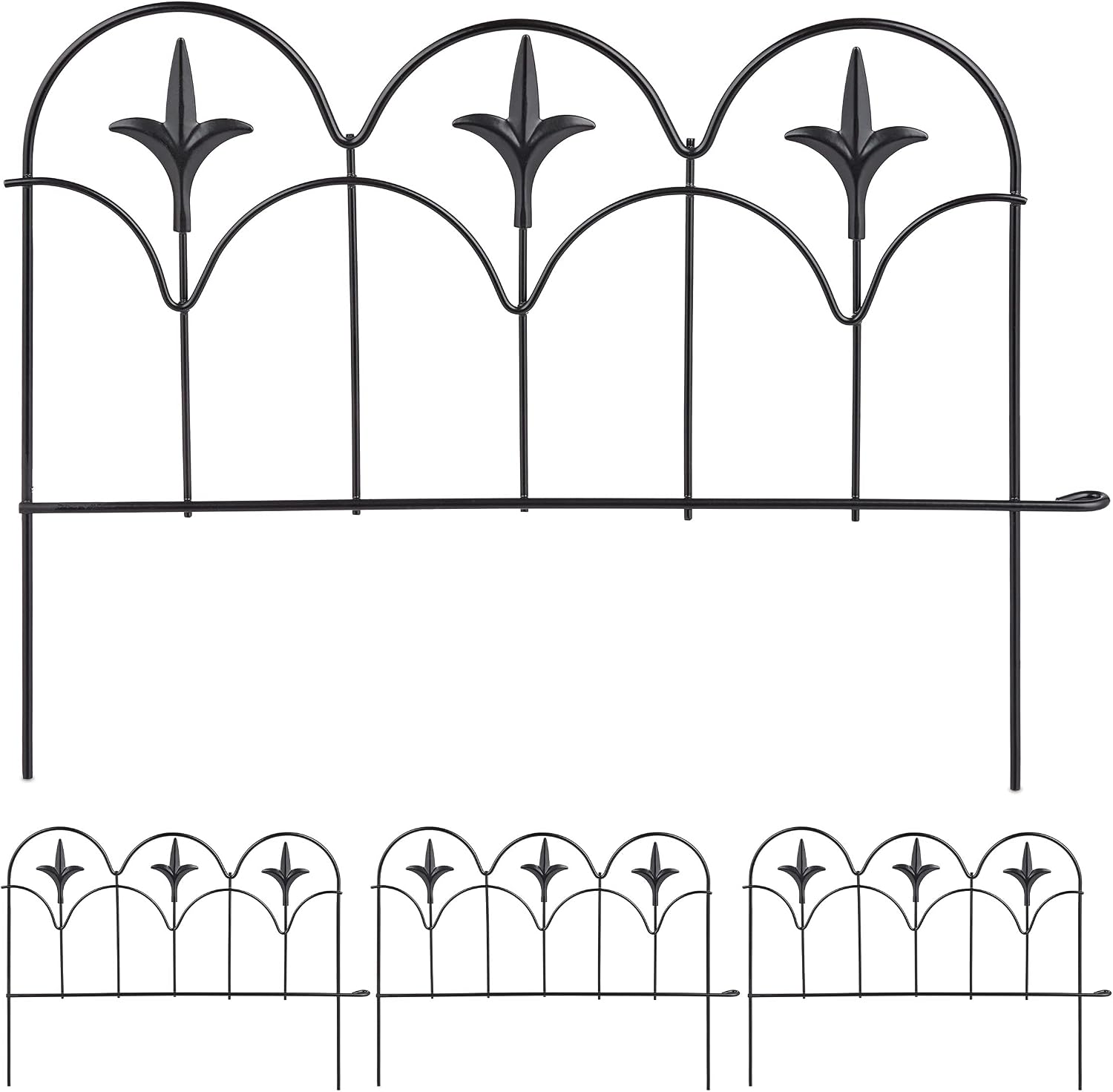 Detalle de Relaxdays Decorative Garden Fencing: Set of 4 Fleur-de-Lis Panels, 39 x 28.5 cm