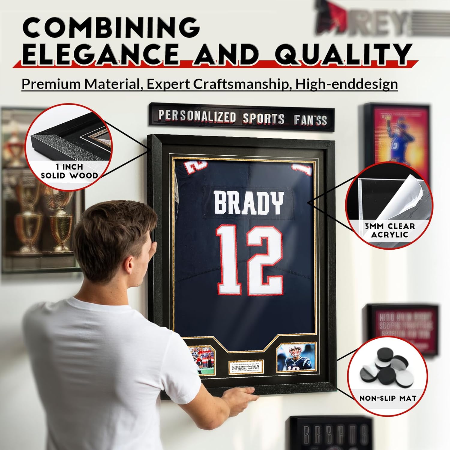 Thumbnail 5 de JupDec Jersey Frame Display Case 33.5x25.6 in