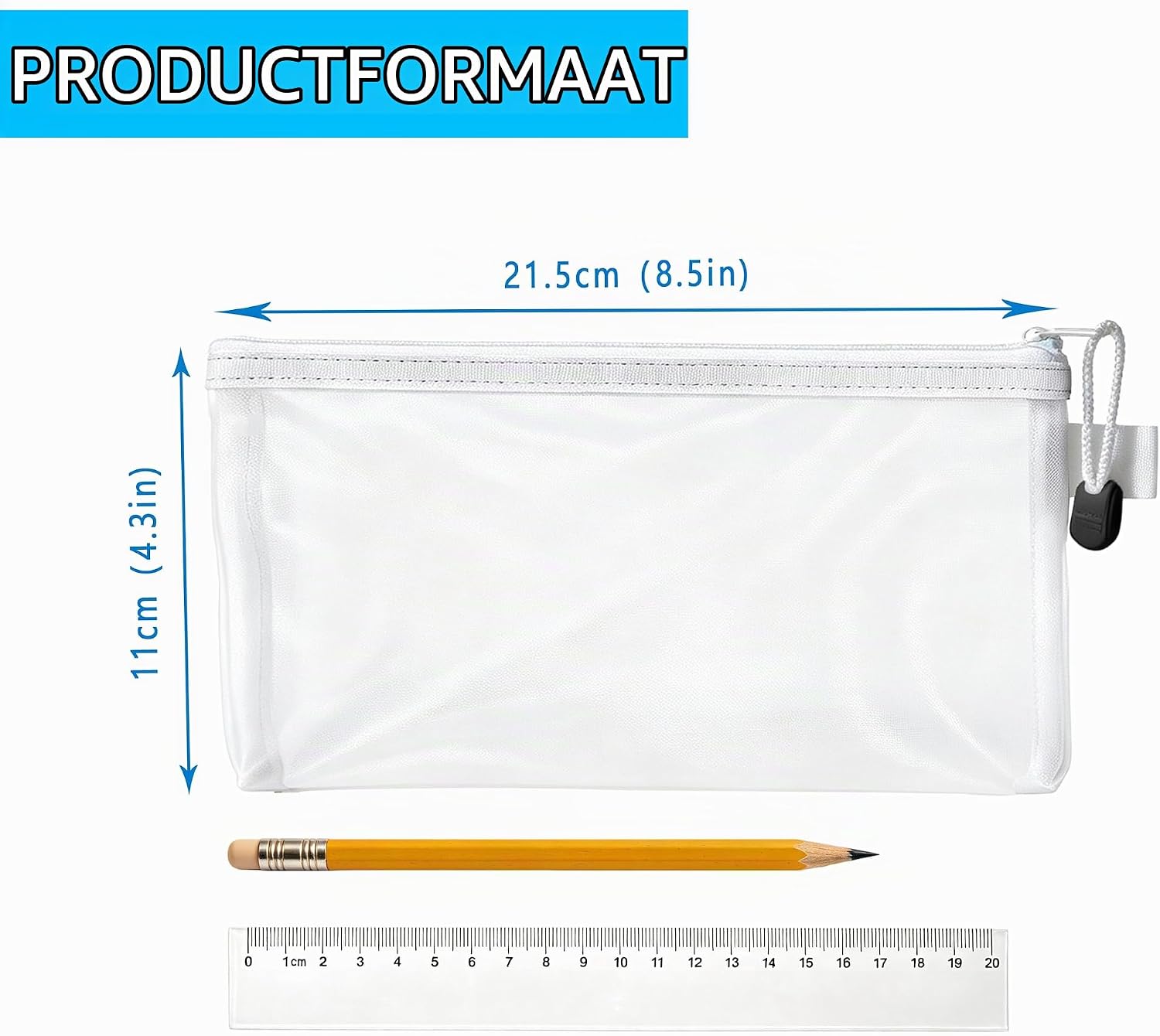 Detalle de AITODOS TA 6BlaWhi-BD etuis met rits, transparant nylon gaas, 6 stuks