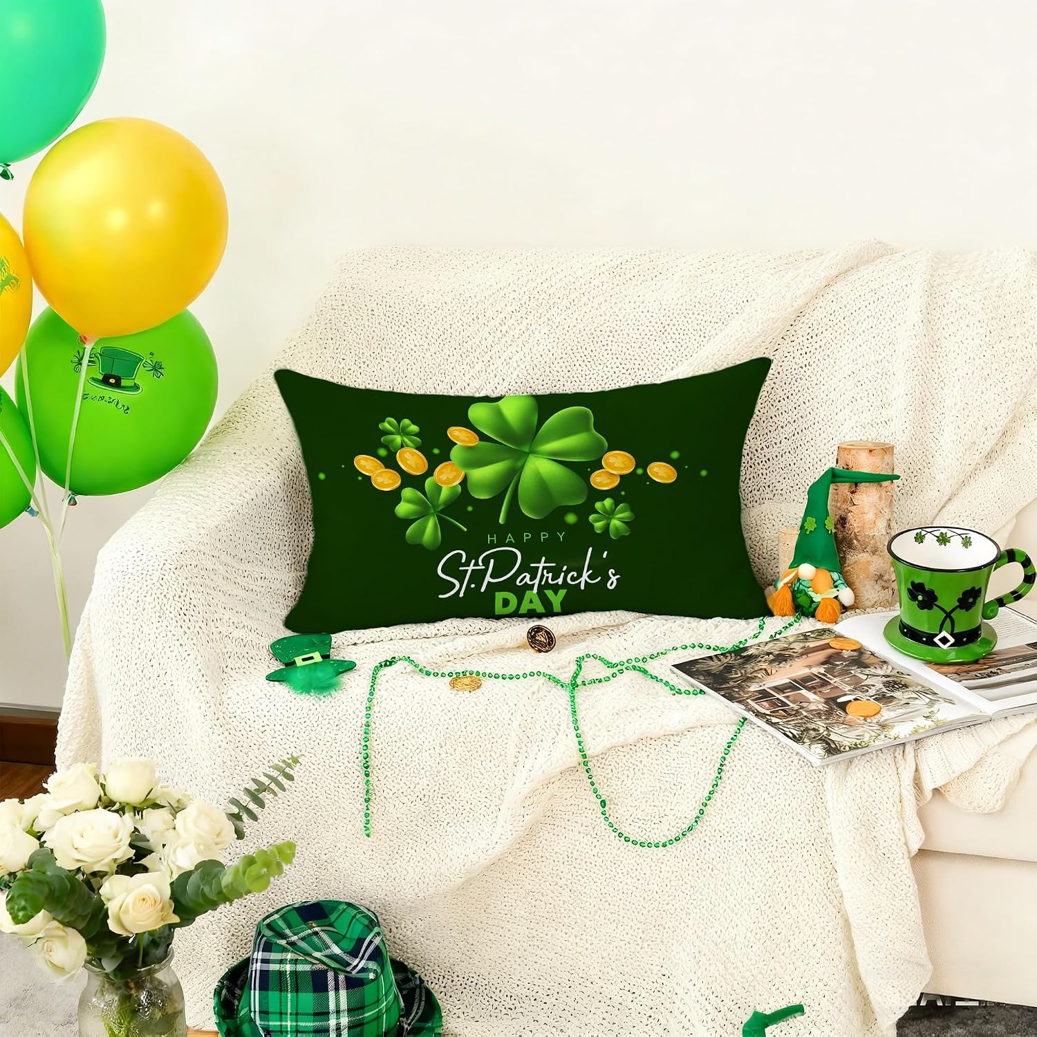 Thumbnail 4 de Shamrock Throw Pillow Cover, 12 x 20 Inch
