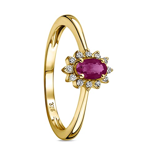 Detalle 2 de MIORE anillo compromiso diamantes rubí 9K