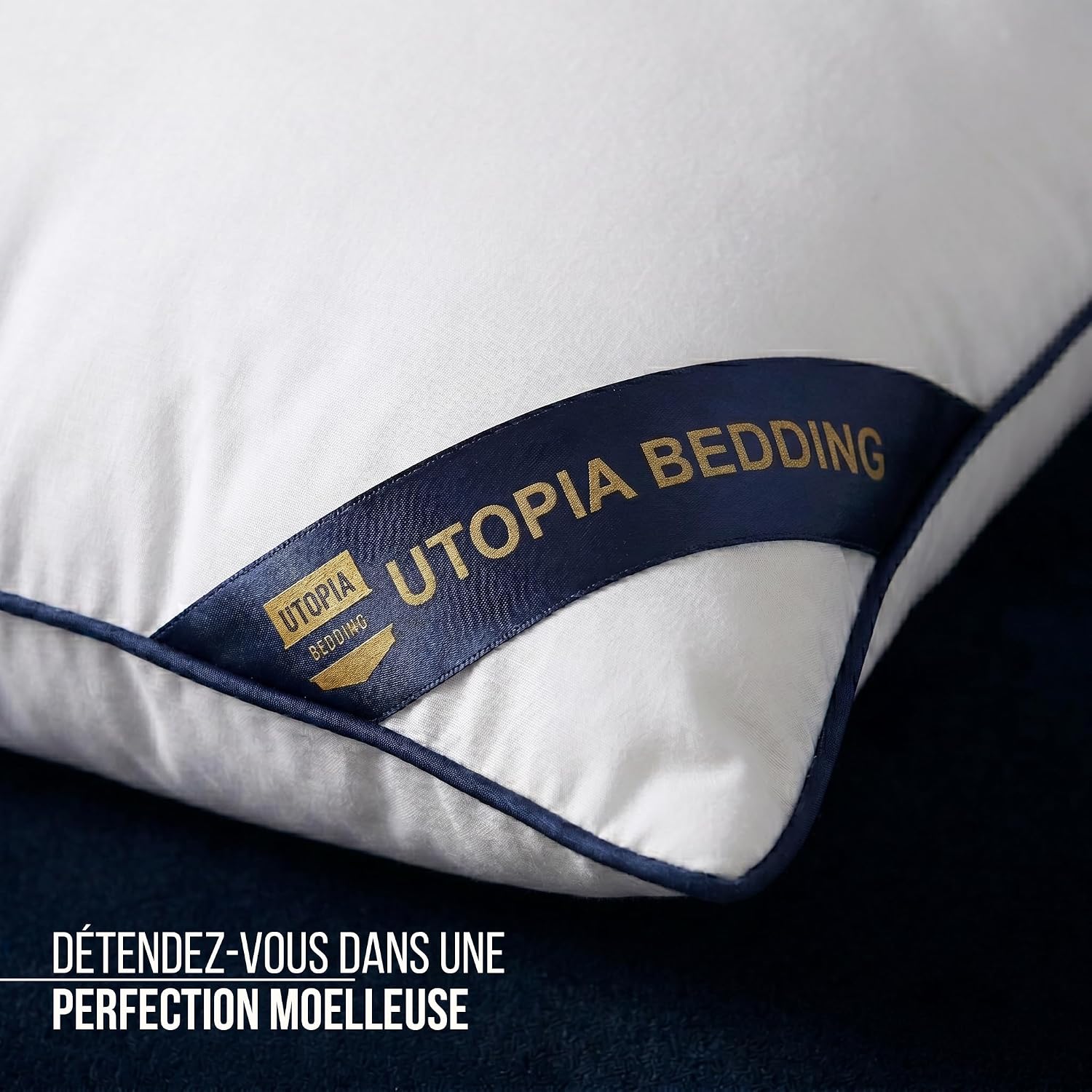 Detalle de Utopia Bedding Coussin 40x40 cm Lot de 2 – Oreillers Passepoilés en Microfibre