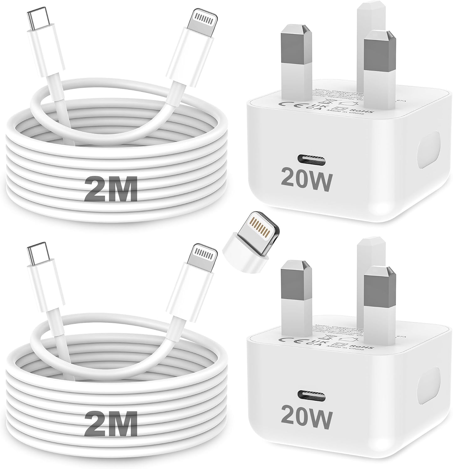 Detalle de KTDRJN PD 20W Fast Charger 2-pack for iPhone