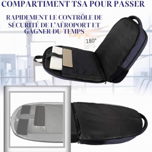 Detalle de MATEIN Grand Sac à dos ordinateur portable 17,3 pouces, bleu, 34 L