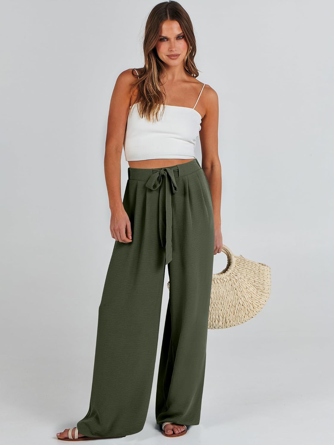 Thumbnail 6 de Caracilia Wide Leg Palazzo Pants for Women – Summer High Waist, Flowing Beach Ready Lounge Trousers