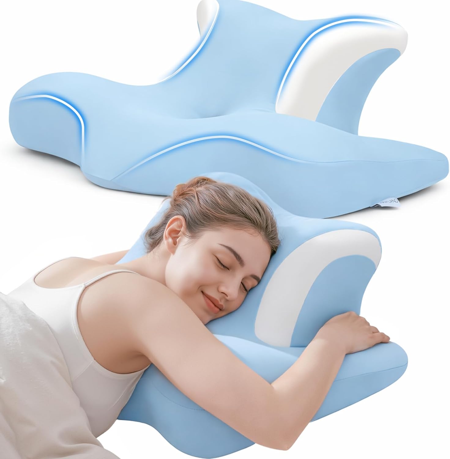 COSYLAND Orthopedic Memory Foam Pillow for Neck and Shoulder Pain – Ergonomic Butterfly Pillow with Adjustable Height
