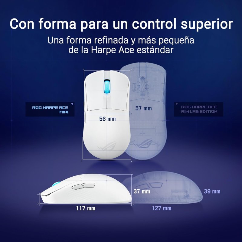 Detalle de ASUS ROG Harpe Ace Mini ratón gaming inalámbrico 42.000 DPI
