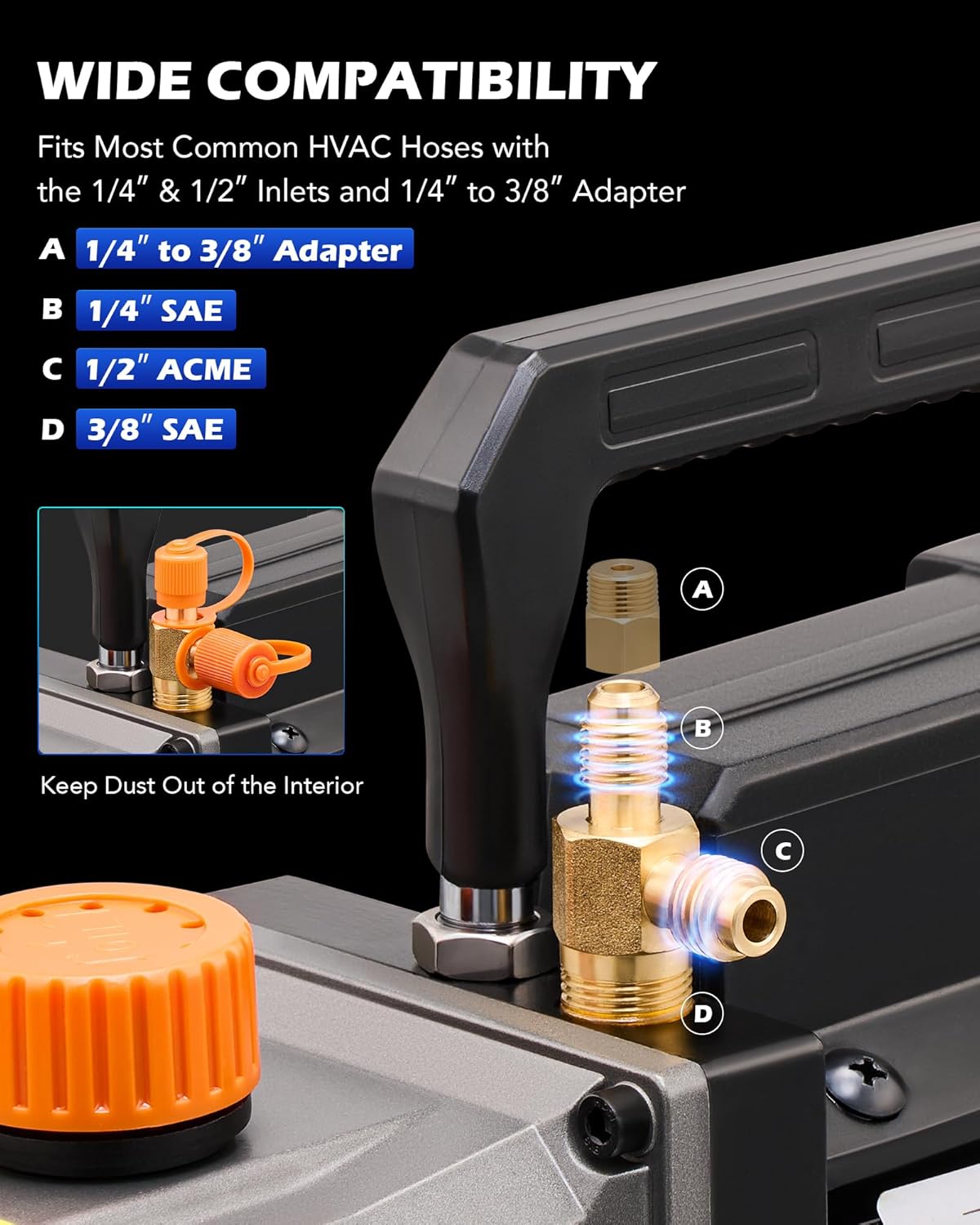 Thumbnail 4 de Orion Motor Tech Vacuum Pump: 4 CFM, 1/3 HP Single-Stage HVAC Pump Kit