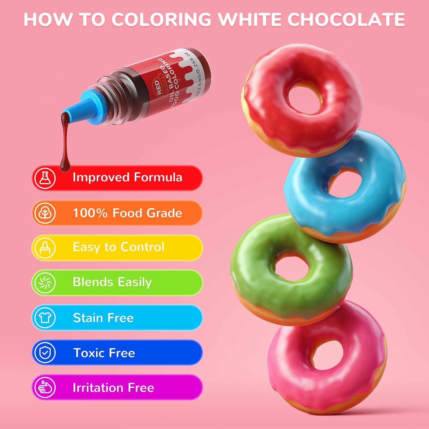 Detalle de Wayin Oil-Based Food Coloring Set for Chocolate, 16 Colors, 0.25 fl oz