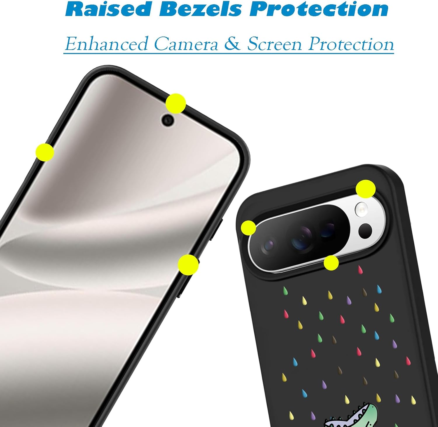 Thumbnail 1 de Unov case for Pixel 10 Pro XL (2025) 5G – soft TPU Rino Dragon Rainbow dinosaur design