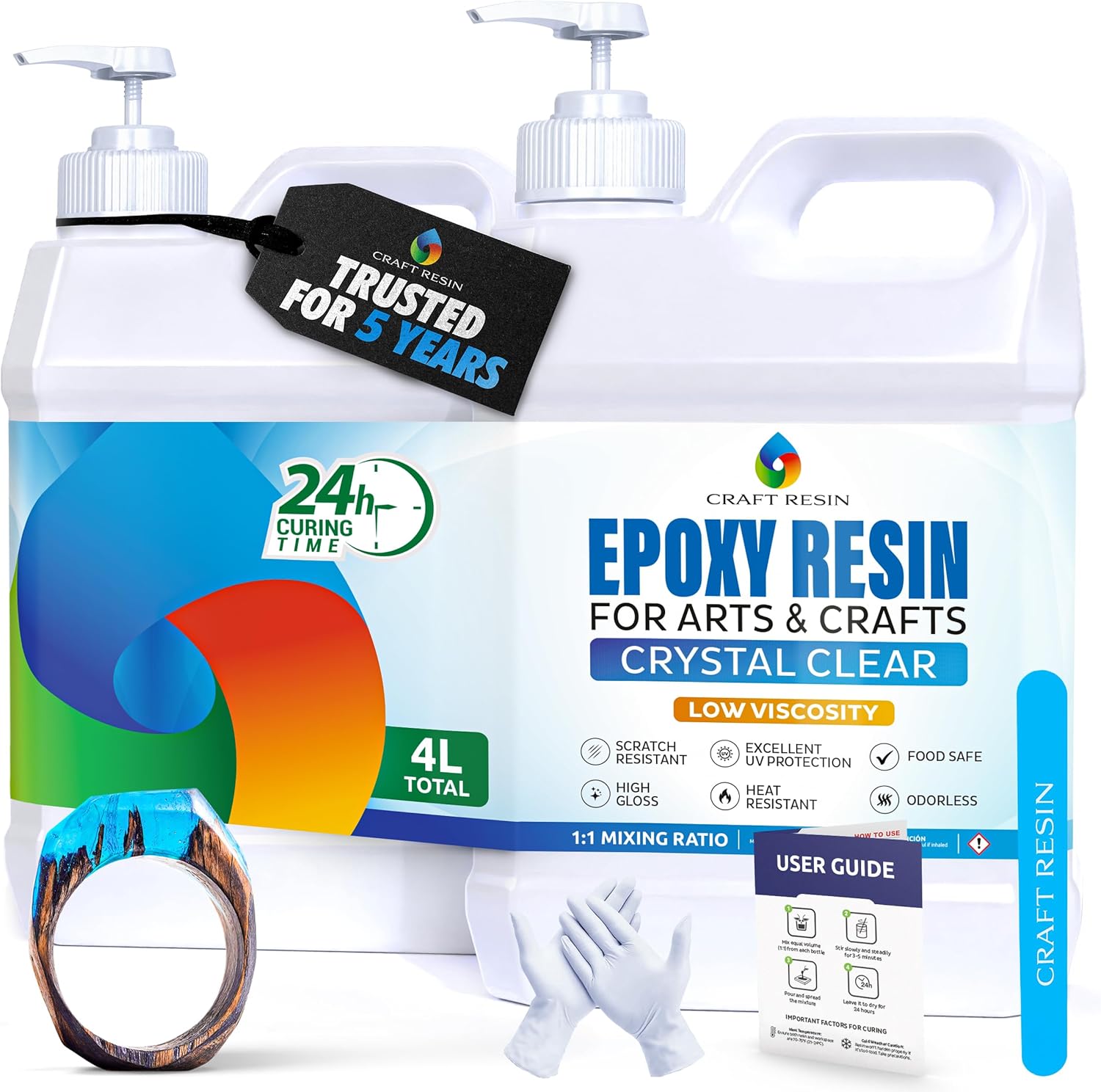 Detalle de CRAFT RESIN 4L Crystal Clear epoxy kit for coasters