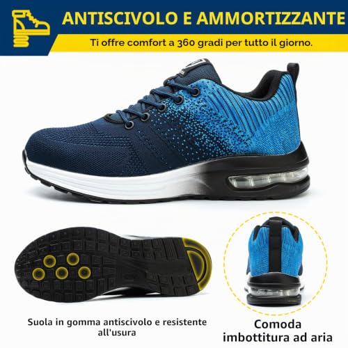 Detalle de Baofular Scarpe Antinfortunistiche da Uomo/Donna – Leggere, Traspiranti e Antiscivolo (Blu, 39 EU)