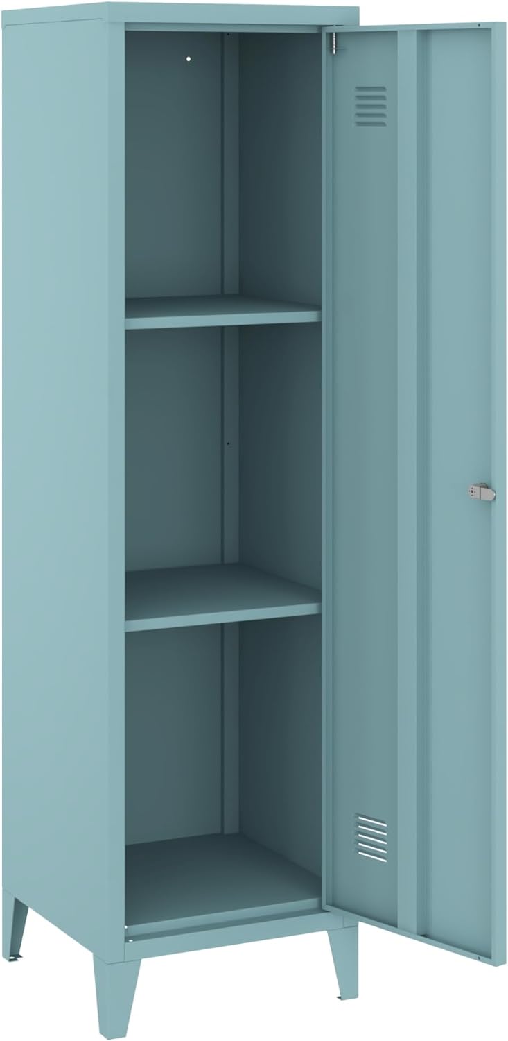 Thumbnail 6 de Armoire Métallique à Casiers Vestiaire [en.casa] – 3 Compartiments, Verrouillable, 137 x 38 x 38 cm, Bleu Gris