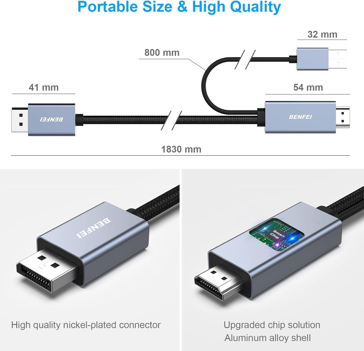 Thumbnail 5 de BENFEI HDMI zu DisplayPort Kabel 1,8 m