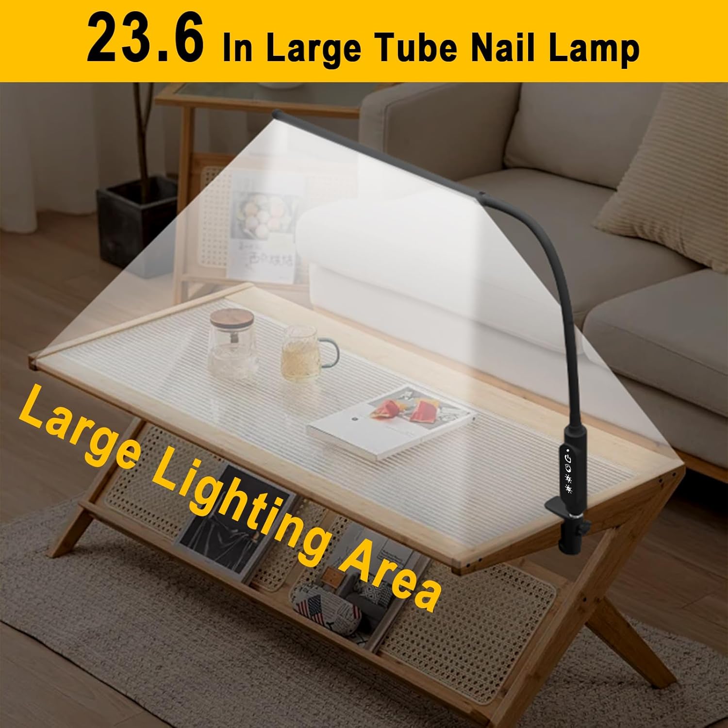 Thumbnail 1 de CGBE Extra-lange Nageltischlampe 60 cm – 360° Schwanenhals, Klemme, 3 Farbmodi, 5 Helligkeiten