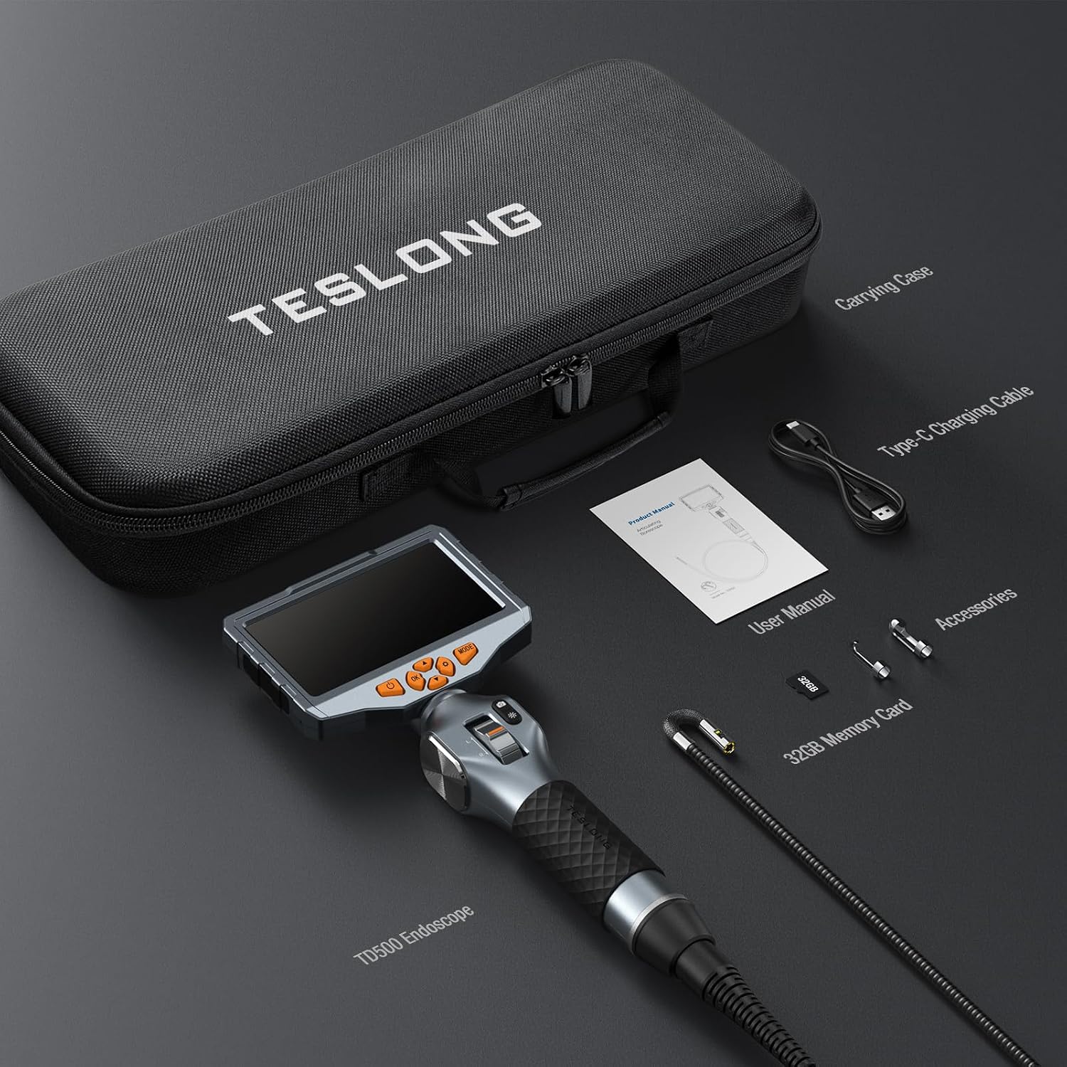 Thumbnail 6 de Dual Lens Articulating Borescope Camera, 5 Inch IPS Endoscope with Two-Way Probes