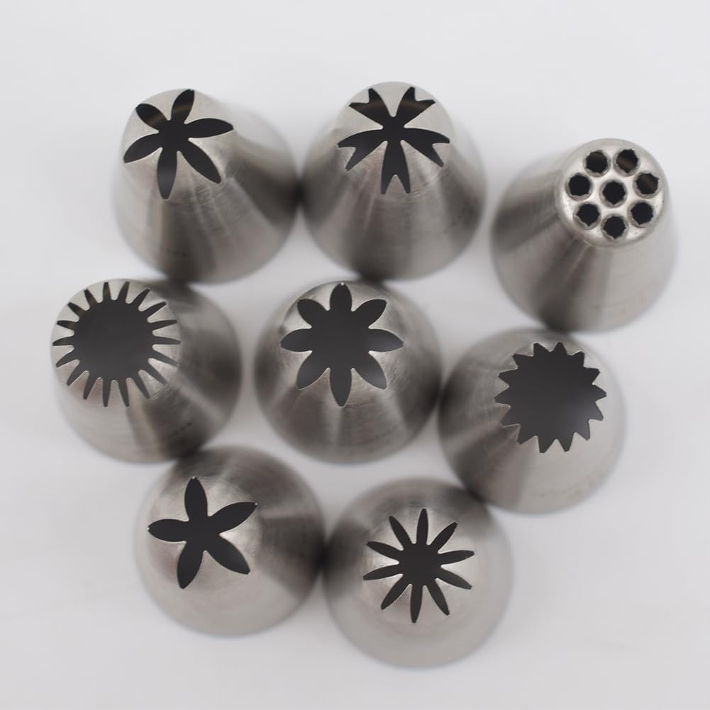 Thumbnail 4 de 8 Pack Large Piping Tips – Seamless Stainless Steel Icing Piping Nozzle Tip Set for Cake Decorating