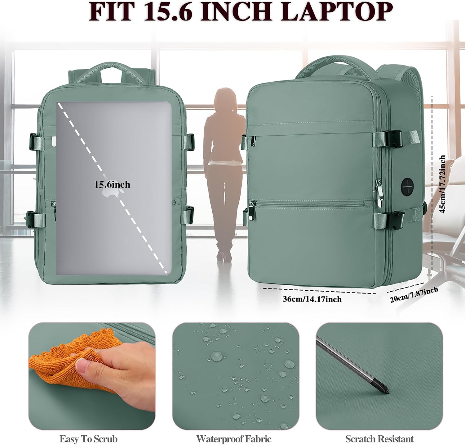 Detalle de Easyjet Cabin Bag 45x36x20 Underseat Cabin Backpack with USB Port and Anti-Theft Pocket