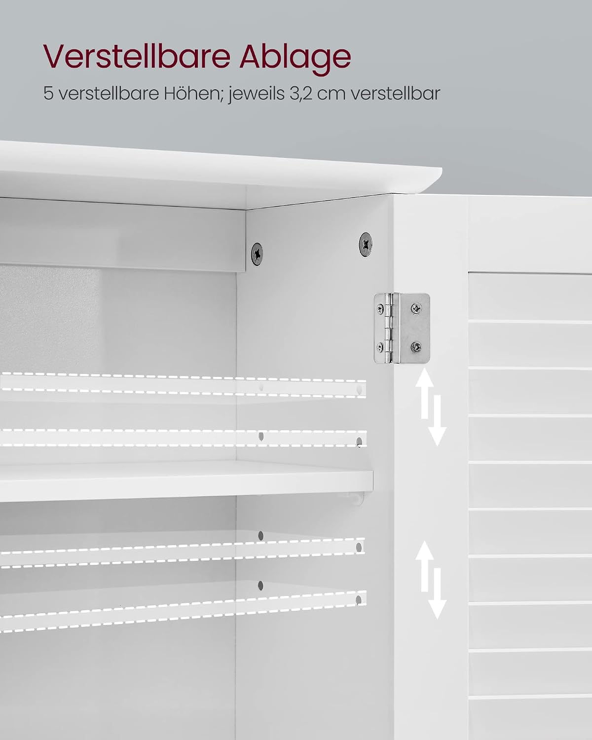 Thumbnail 4 de VASAGLE Badezimmerschrank BBC27WT – Wand- und Medizinschrank mit verstellbarer Ablage, Lamellentüren und offenem Fach