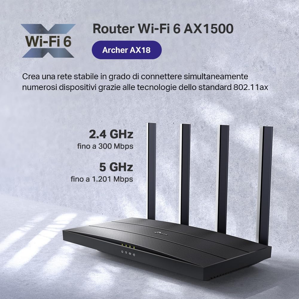 Thumbnail 2 de TP-Link Archer AX18 AX1500: router Wi‑Fi 6 dual‑band con 4 antenne e gestione familia