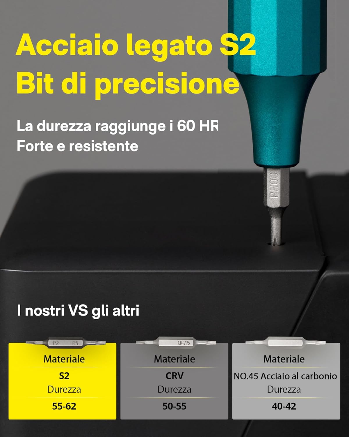 Detalle 2 de HOTO 24 in 1 Cacciaviti Magnetici: Set di precisione in acciaio S2, 12 punte doppie e manico con rotazione a 360°