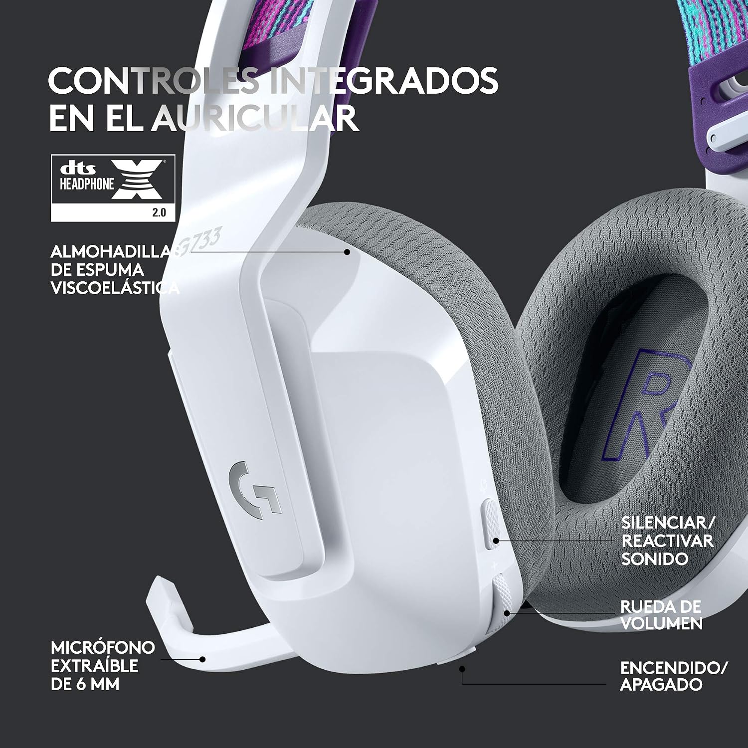 Thumbnail 5 de Logitech G733 LIGHTSPEED Gaming Headset 🎧, inalámbrico, RGB, 29h