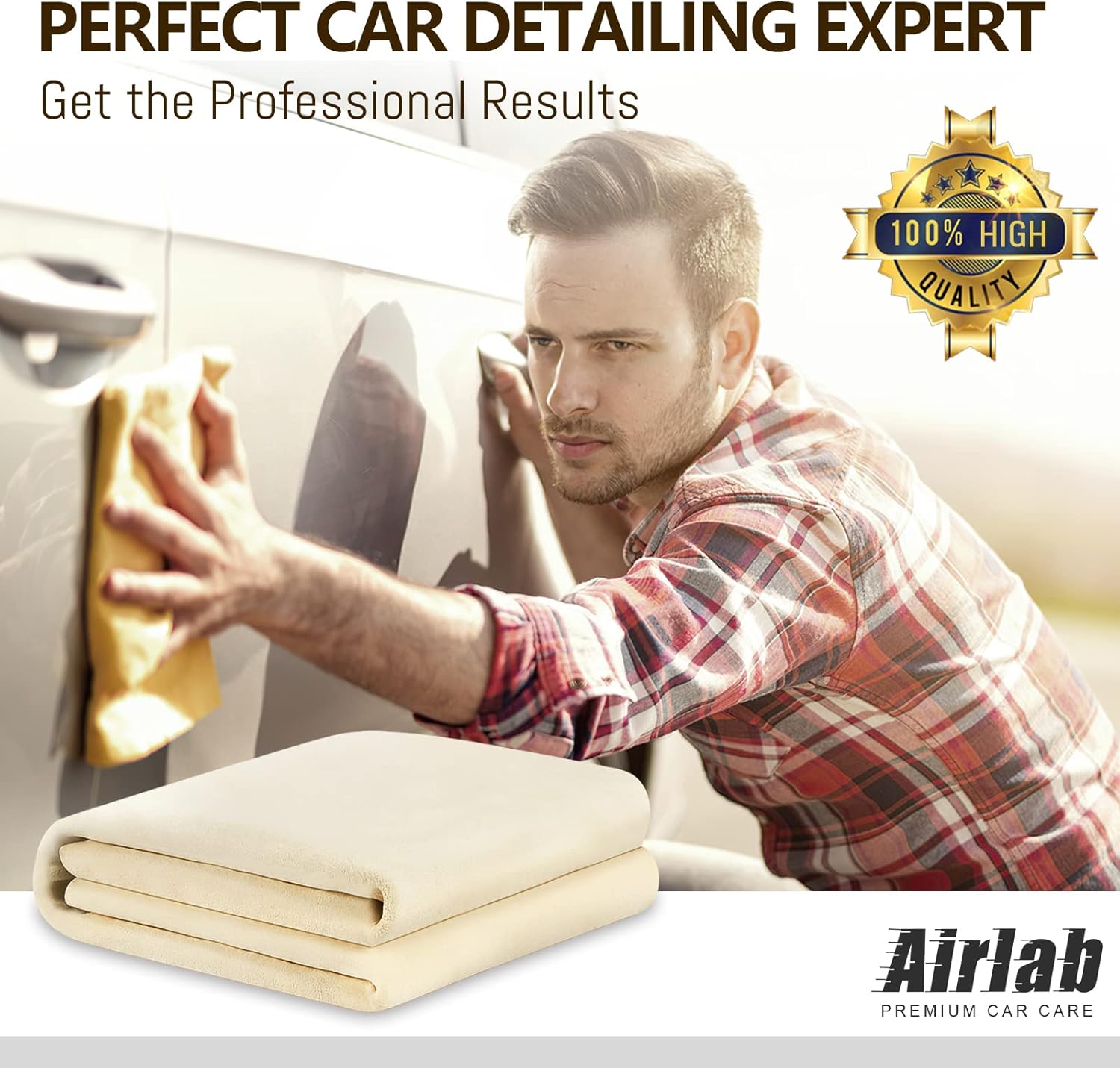 Thumbnail 6 de Airlab Large Genuine Chamois Leather XXL (90x60 cm) – 100% Sheep Leather Drying Cloth